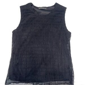 Ninety Black Sleeveless Tank Top with Rounded Neckline